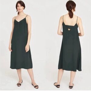 Cuyana Forrest Green 100% Silk Slip Dress